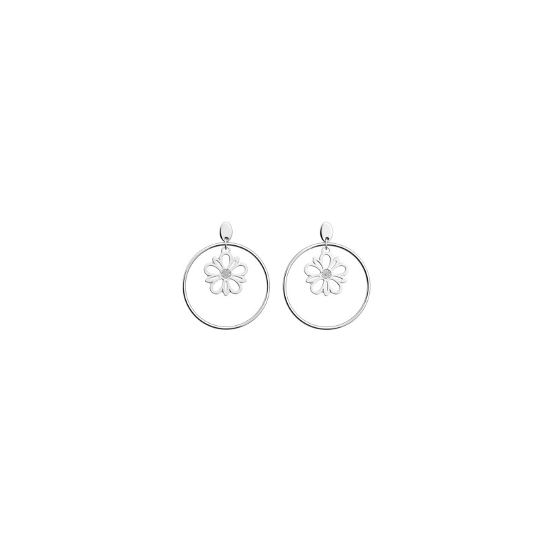 BOUCLES D'OREILLES LES GEORGETTES DAHLIA LAITON ARGENTÉ 16 MM