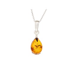 Collier Femme Carador - Argent et Ambre - Goutte