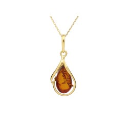 Collier Femme Carador - Argent doré et Ambre - Goutte
