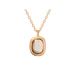 Collier Femme Carador - Argent doré et Quartz Fumé
