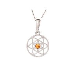 Collier Femme Carador - Argent et Ambre - Rosace