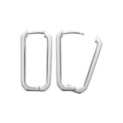 Créoles Rectangulaires Femme - Carador - Argent Rhodié