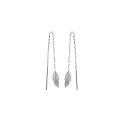 Boucles d'oreilles Femme - Carador - Argent Rhodié, motif plume