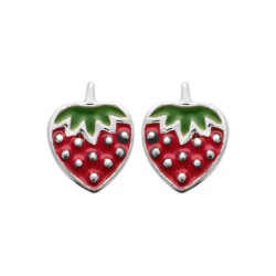 Boucles d'oreilles Femme - Carador - Argent Rhodié, motif fraise