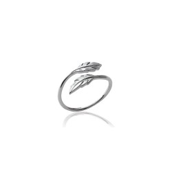 Bague Femme Carador - Argent Rhodié, motif plume