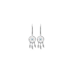 Boucles d'oreilles Femme - Carador - Argent Rhodié, motif attrape-rêve