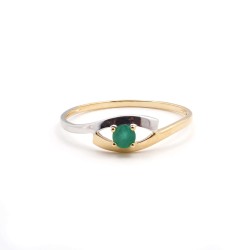Bague solitaire femme - Carador - En Or bicolore jaune, avec Émeraude