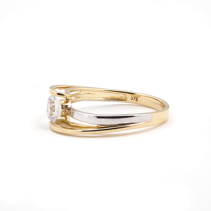 Bague Solitaire femme - Carador - En or bicolore, avec oxyde de zirconium