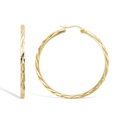 Boucles d'oreilles Créoles Torsadées - Carador - Plaqué or - Femme