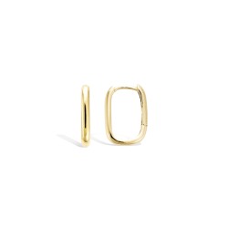 Boucles d'oreilles Créoles rectangulaire - Carador - Plaqué or - Femme