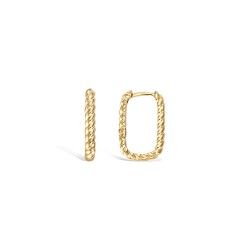 Boucles d'oreilles Créoles rectangulaire fantaisie - Carador - Plaqué or - Femme
