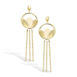 Boucles d'oreilles Pendantes Feuilles -  Carador - Plaqué or - Femme