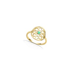 Bague - Carador - Plaqué Or - Arabesque et Turquoise