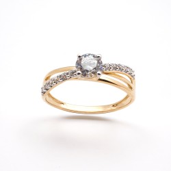 Bague Solitaire accompagné Femme - Carador - Or Jaune 750/000 - Oxydes de zirconium