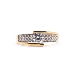 Bague Solitaire accompagné Femme - Carador - Or Jaune 750/000 - Oxydes de zirconium
