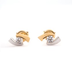 Boucles d'oreilles - Carador - Or bicolore 750/000 - Oxyde de zirconium
