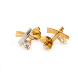 Boucles d'oreilles - Carador - Or bicolore 750/000 - Oxyde de zirconium