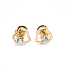 Boucles d'oreilles - Carador - Or bicolore 750/000 - Oxyde de zirconium - Cœur