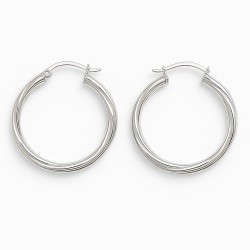 Créoles rondes - Carador - Argent torsadées 3mm - 38/2