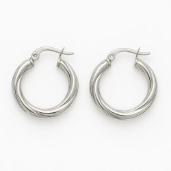 Créoles rondes - Carador - Argent torsadées 3mm - 27/2