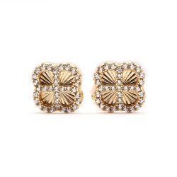 Boucles d'oreilles Silver Pop - Femme - Argent Doré - Oxydes de zirconium - Trèfle
