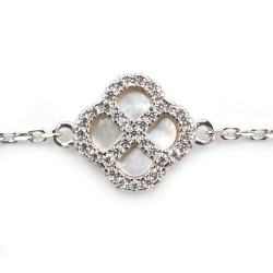 Bracelet Silver Pop - Femme - Argent - Oxydes de zirconium et Nacre - Trèfle
