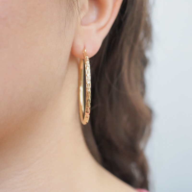 Boucles d'oreilles Créoles Torsadées - Carador - Plaqué or - Femme
