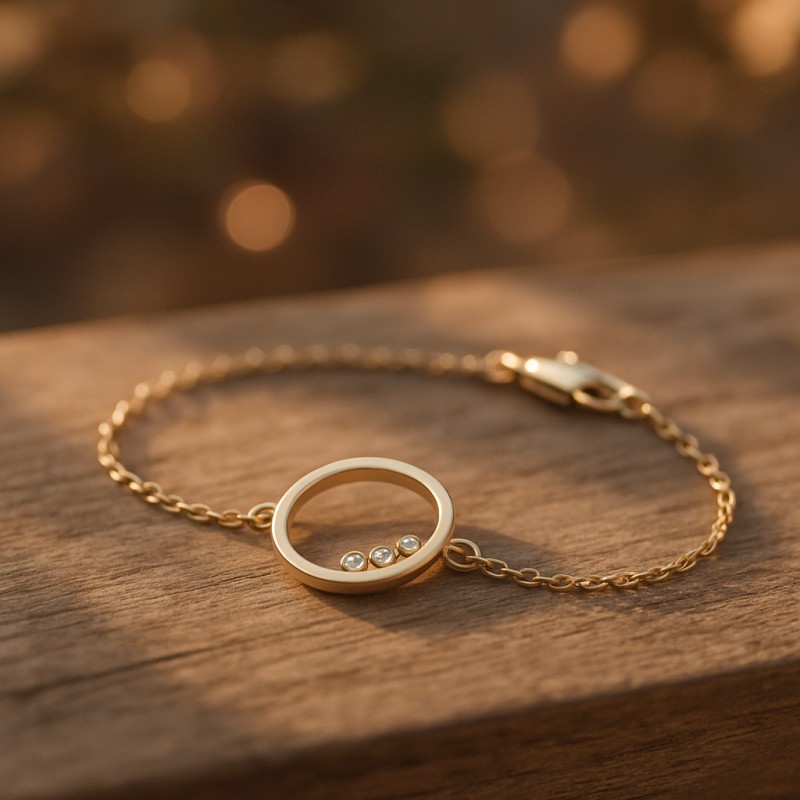 Bracelet Carador cercle avec oxydes de zirconium en plaqué or