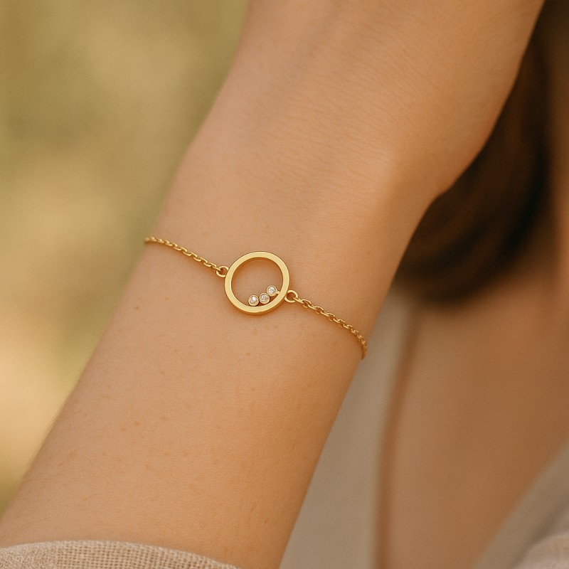 Bracelet Carador cercle avec oxydes de zirconium en plaqué or