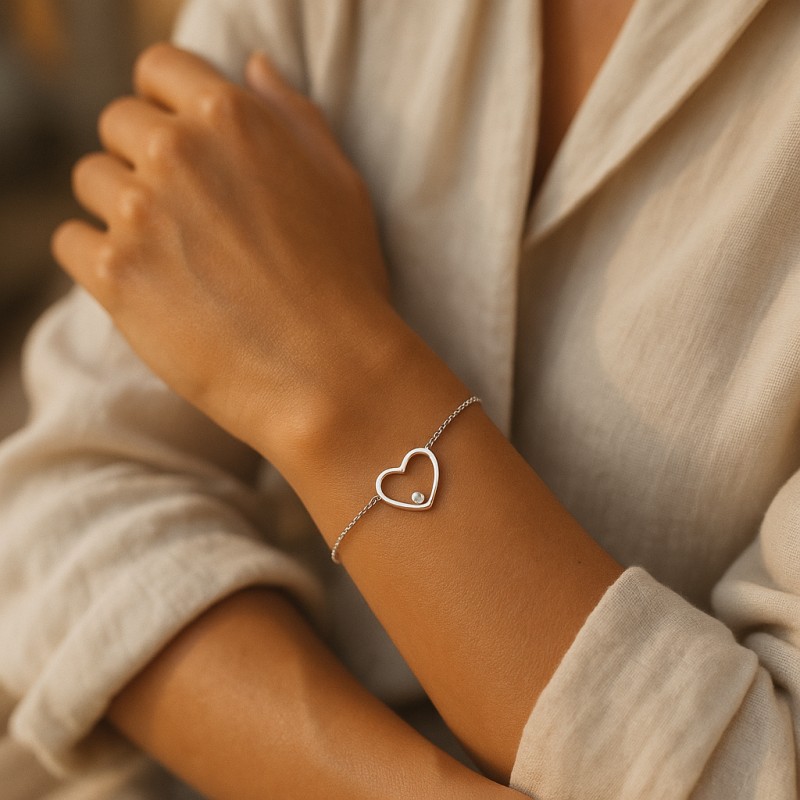 Bracelet femme Carador motif coeur en argent 925/000 et oxyde de zirconium