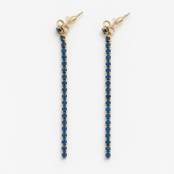 Boucles d'oreilles - Amporelle - Acier doré - Pierres synthétiques bleus