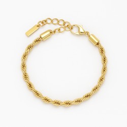 Bracelet - Amporelle - Acier doré - Maille torsadée 4mm