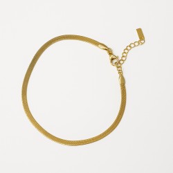 Bracelet - Amporelle - Acier doré - Maille plate 3mm