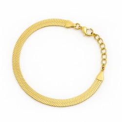 Bracelet - Amporelle - Acier doré - Maille plate 5mm
