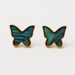 Boucles d'oreilles - Papillons  - Amporelle - Acier doré - Pierres Synthétiques