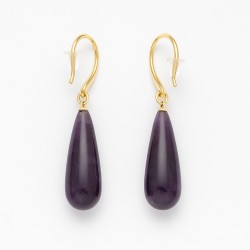 Boucles d'oreilles - Gouttes  - Amporelle - Acier doré - Pierres Synthétiques
