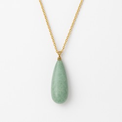Collier - Amporelle - Acier doré - Goutte - Pierre Synthétique