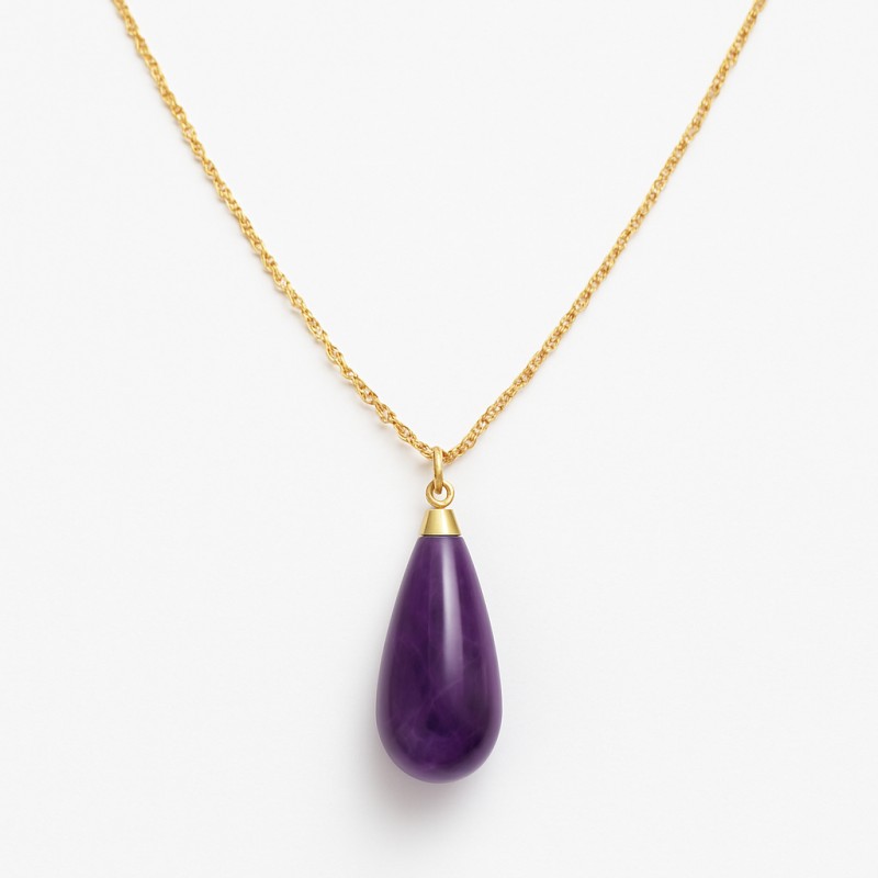 Collier Amporelle Goutte Acier doré
