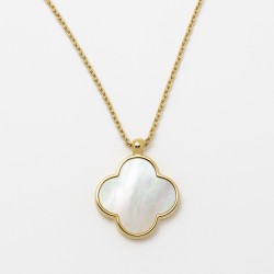 Collier - Amporelle - Acier doré - Trèfle - Pierre Synthétique