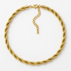 Collier - Amporelle - Acier doré - Maille torsadée - 4mm