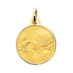 Pendentif Carador PlaquéOr - médaille ange et colombe