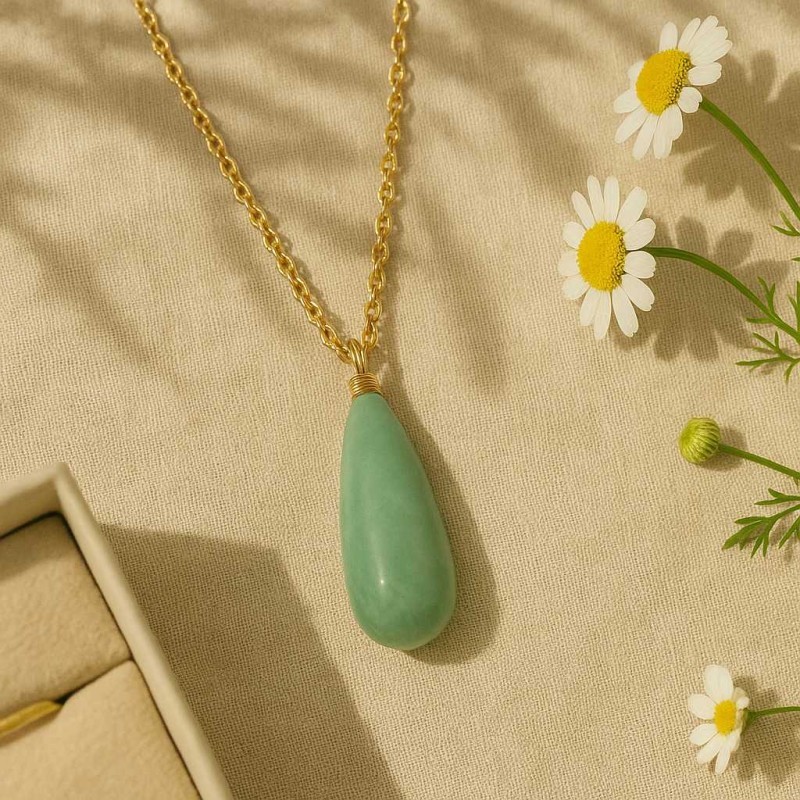 Collier Amporelle Goutte Acier doré
