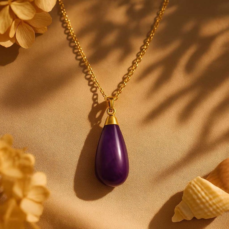 Collier Amporelle Goutte Acier doré