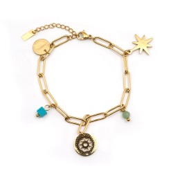 Bracelet Amporelle Acier doré -  Pampilles suspendues