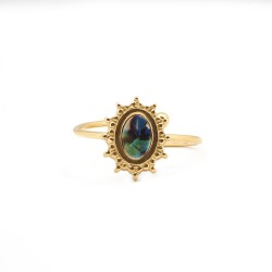 Bague Ajustable Amporelle Acier doré - Soleil Pierre synthétique multicolore