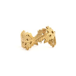 Bague Ajustable Amporelle Acier doré - Feuilles