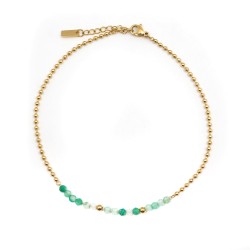 Bracelet de cheville Amporelle Acier doré - Boules Pierre Synthétiques vertes
