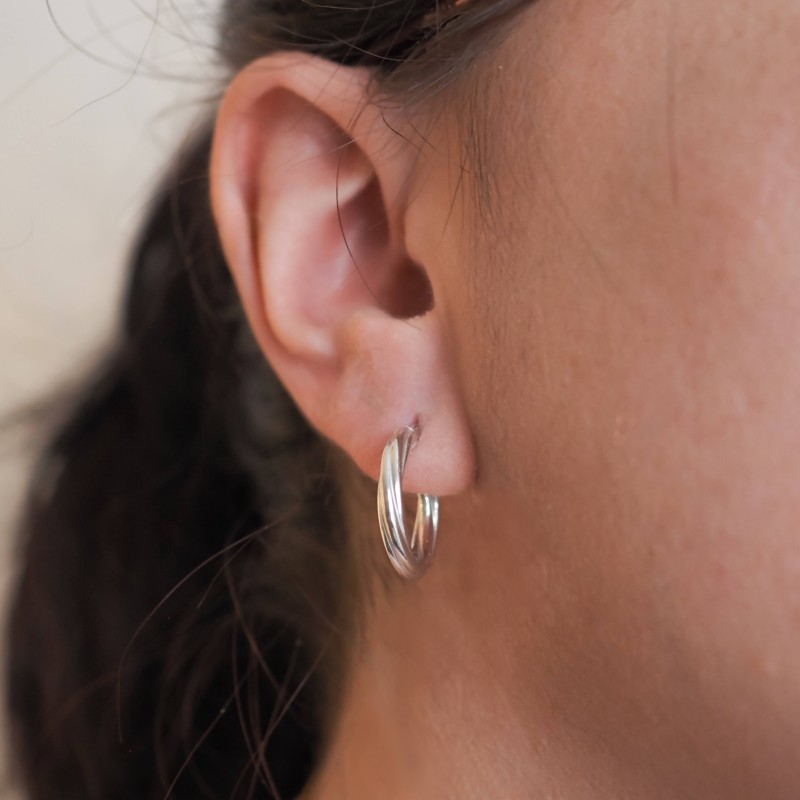 Créoles rondes - Carador - Argent torsadées 3mm - 18/2
