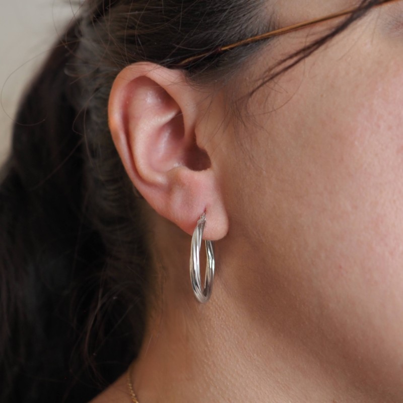 Créoles rondes - Carador - Argent torsadées 3mm - 27/2