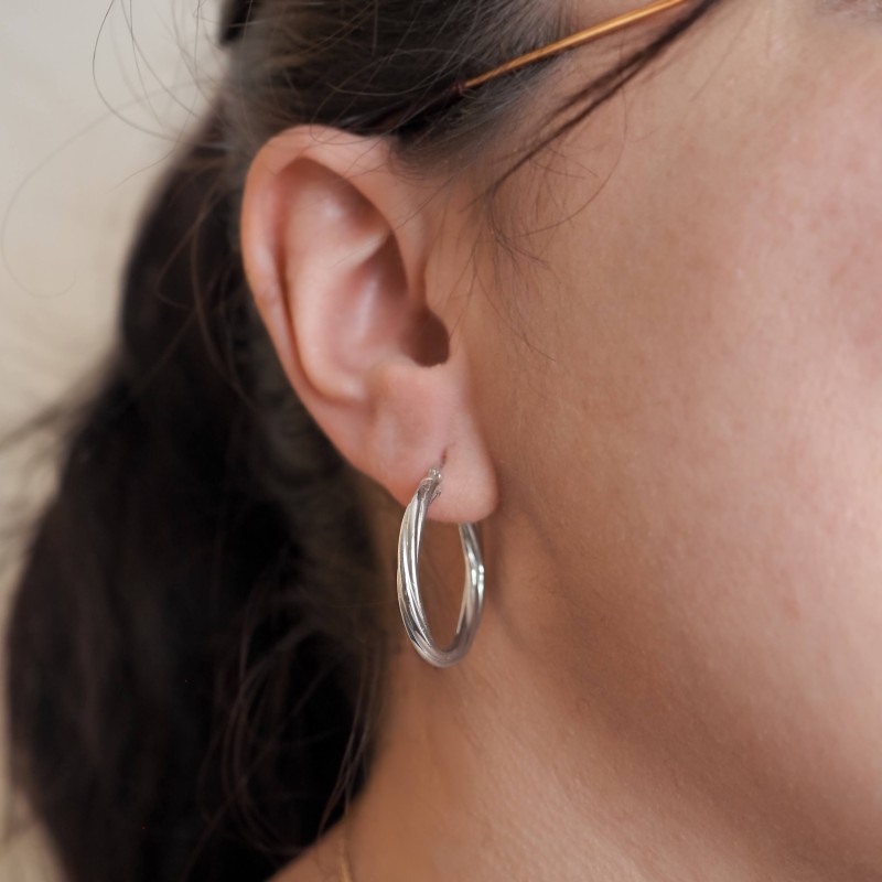 Créoles rondes - Carador - Argent torsadées 3mm - 27/2